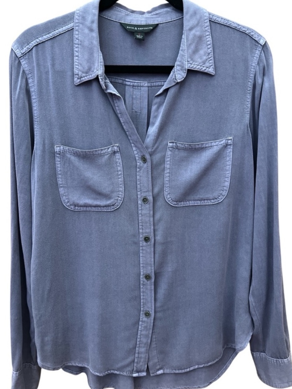 Rock & Republic Washed Slate Blue Button-Up Shirt